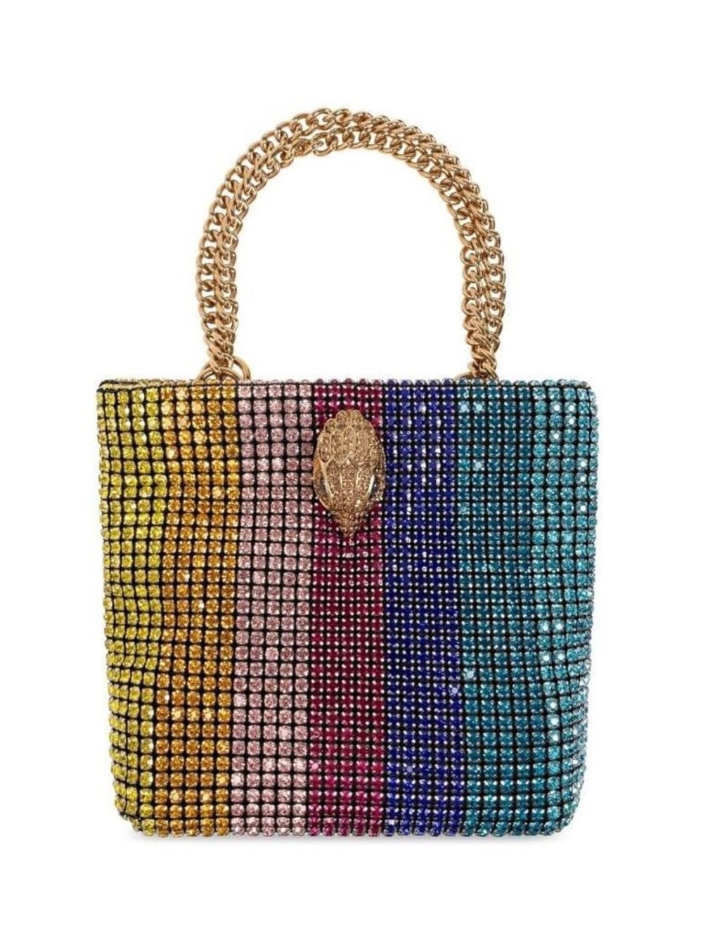 NWTπ Kurt Geiger London β¨ Mini Party Rainbow Stripe Crystal Embellished Tote Bag